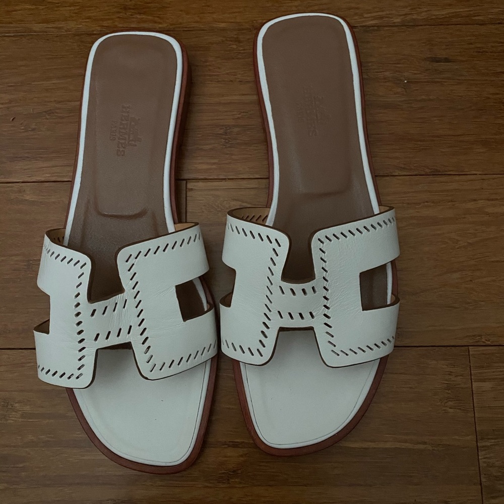 Hermes Oran Sandal Blanc